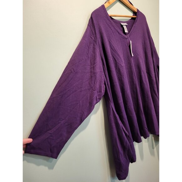 New Catherines Purple Lightweight Asymmetrical V Neck Sweater Sz 5X - Picture 4 of 7